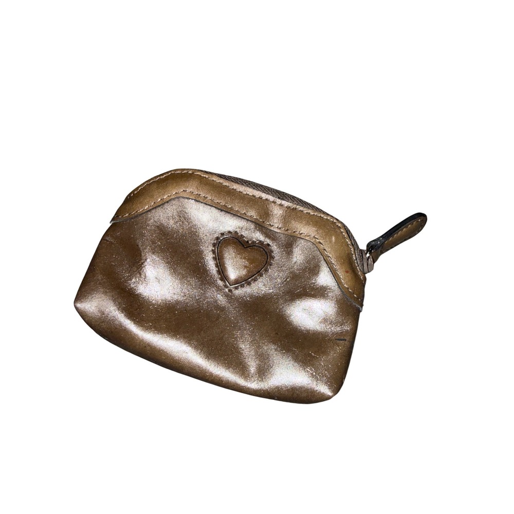 Vintage Brighton Brown Leather w/Heart Coin Pouch Zip